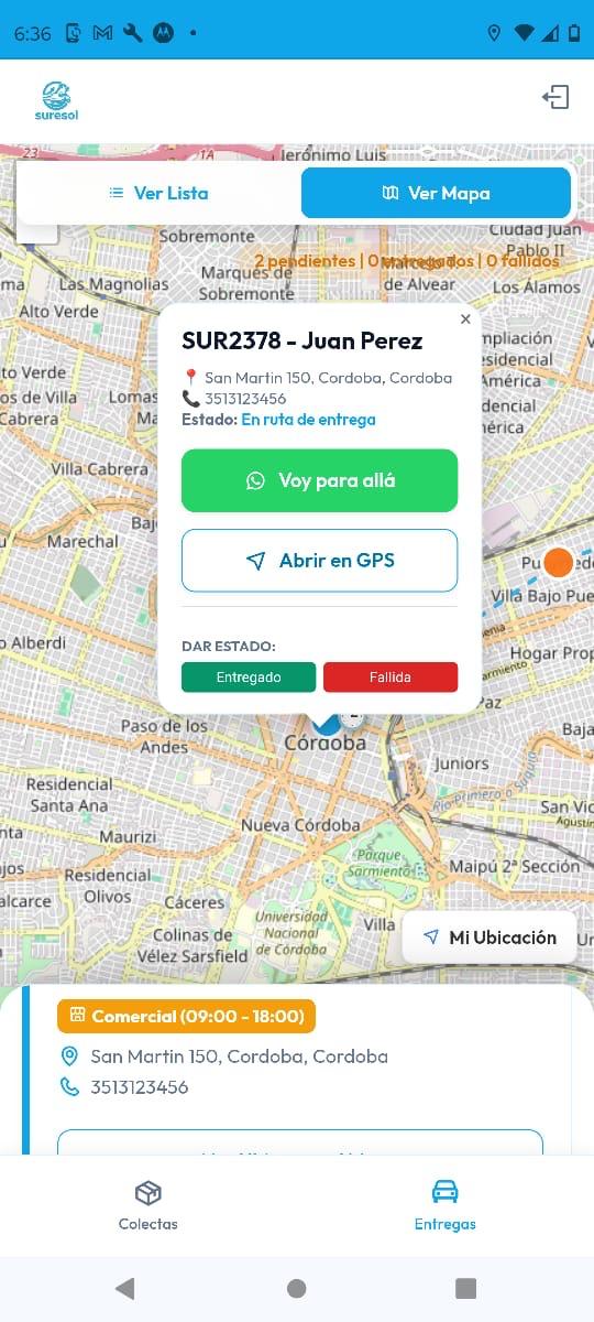 Mapa de Entrega